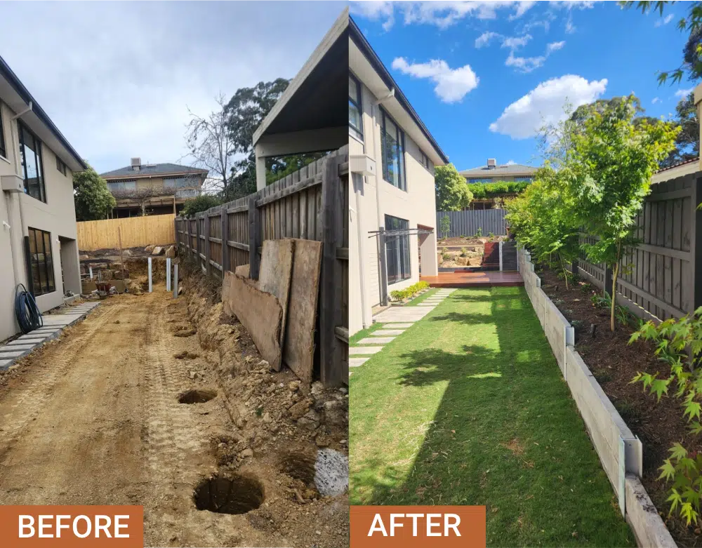Before and After Retaining Wall Installation